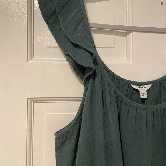 Sonoma XXL Green Flutter Sleeve Tank Top – 100% Cotton Linen Blend - Picture 2 of 7